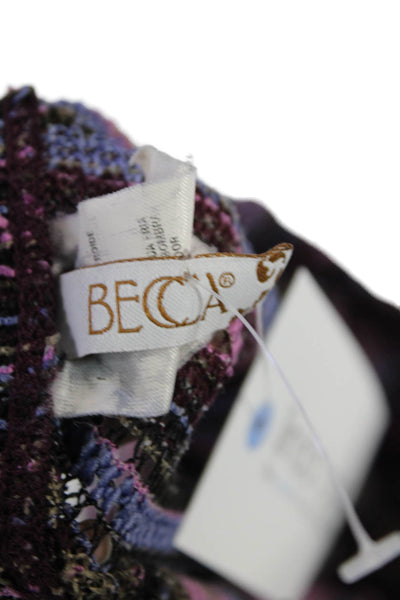 Becca by Rebecca Virtue Womens Strapless Drawstring Knit Romper Purple Medium
