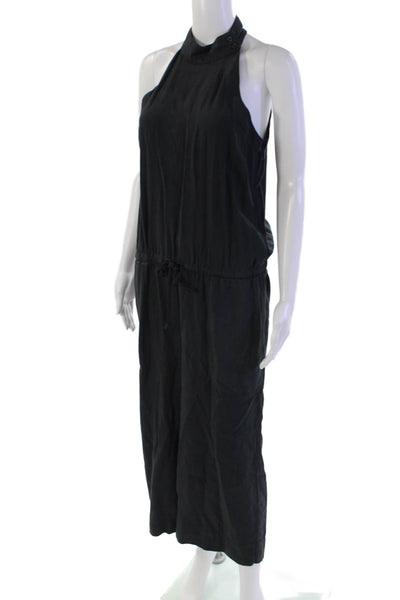 Bella Dahl Womens Sleeveless High Neck Cropped Wide Leg Jumpsuit Navy Blue Small