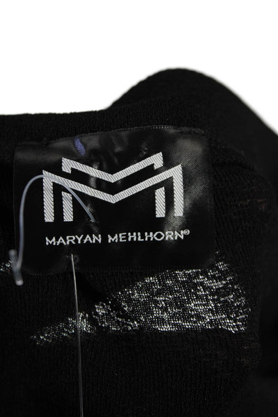 Maryan Mehlhorn Womens 3/4 Sleeve Keyhole Sequin Trim Dress Black Size Small