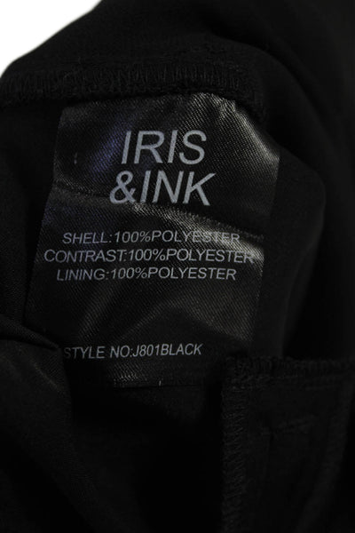 Iris & Ink Womens Back Zip Sleeveless Satin Trim Wide Leg Jumpsuit Black Size 6