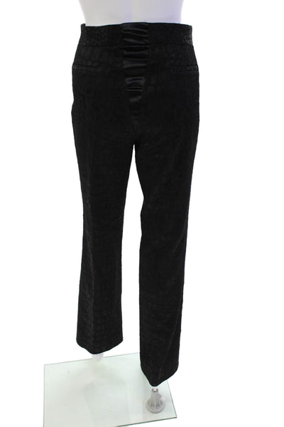 Catherine Malandrino Womens Zipper Fly Mid Rise Straight Leg Pants Black Size 8