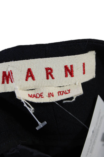 Marni Womens Zipper Fly High Rise Straight Dress Pants Navy Blue Wool Size IT 40