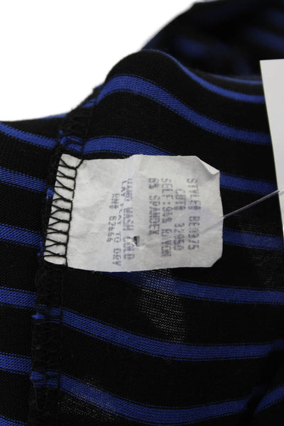 Nicole Miller Womens Striped Long Sleeves Body Con Dress Black Blue Size Small