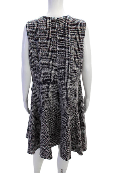 Eliza J Womens V Neck Sleeveless A Line Dress Navy Blue White Size 14 Wide