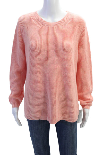 525 Womens Long Sleeves Crew Neck Sweater Salmon Pink Cotton Size Medium