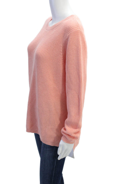 525 Womens Long Sleeves Crew Neck Sweater Salmon Pink Cotton Size Medium