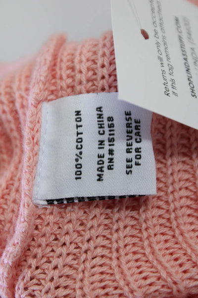 525 Womens Long Sleeves Crew Neck Sweater Salmon Pink Cotton Size Medium