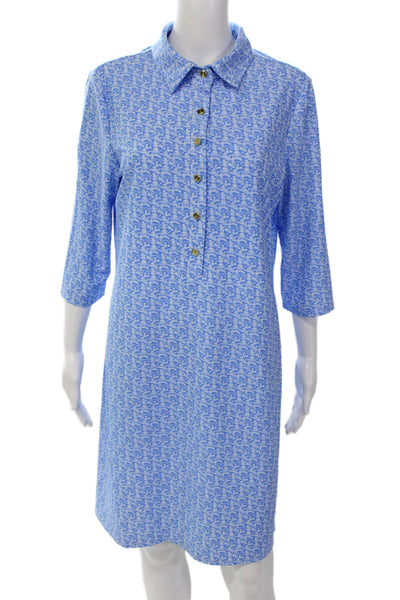 Jude Connally Womens Textured Long Sleeve V-neck Button Dress Blue Size XS