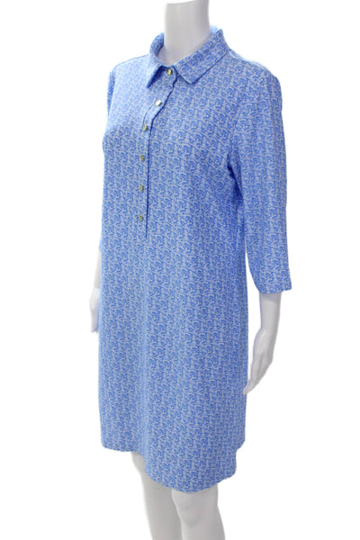 Jude Connally Womens Textured Long Sleeve V-neck Button Dress Blue Size XS