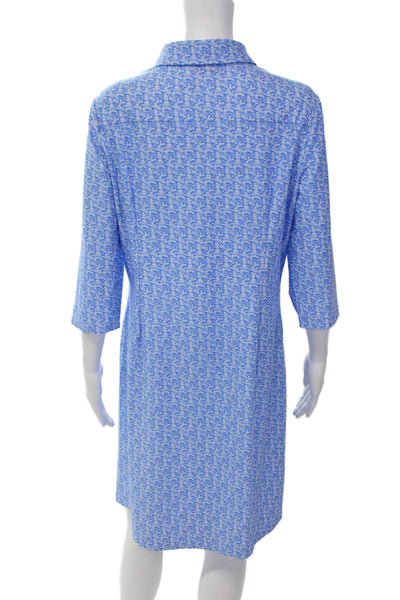 Jude Connally Womens Textured Long Sleeve V-neck Button Dress Blue Size XS