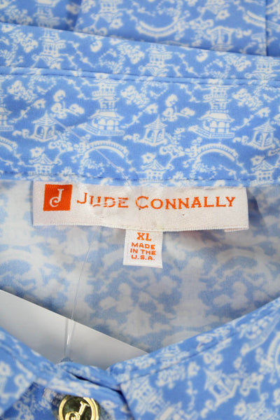 Jude Connally Womens Textured Long Sleeve V-neck Button Dress Blue Size XS