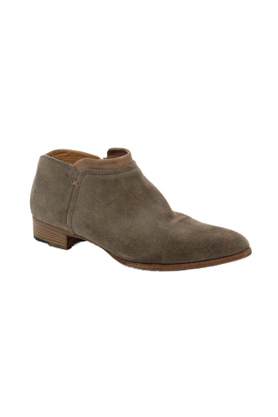 Alberto Fermani Womens Suede Pointed Toe Zippered Ankle Boots Gray Size 9