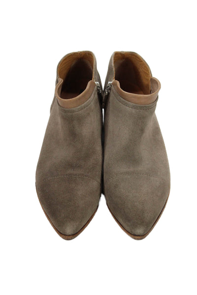 Alberto Fermani Womens Suede Pointed Toe Zippered Ankle Boots Gray Size 9