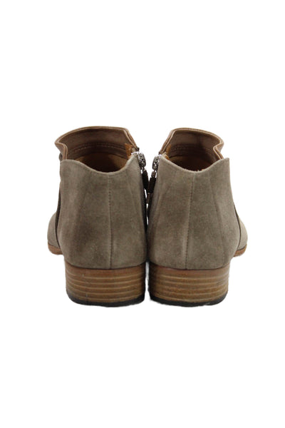 Alberto Fermani Womens Suede Pointed Toe Zippered Ankle Boots Gray Size 9