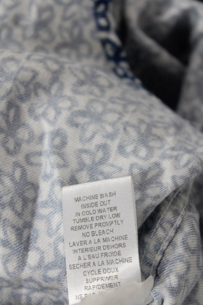 Frank & Eileen Womens Floral Pocketed Long Sleeve Collared Blouse Blue Size XS