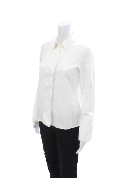 Boss Hugo Boss Womens Cotton Collared Long Sleeve Buttoned Blouse White Size 2