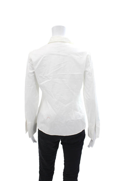 Boss Hugo Boss Womens Cotton Collared Long Sleeve Buttoned Blouse White Size 2