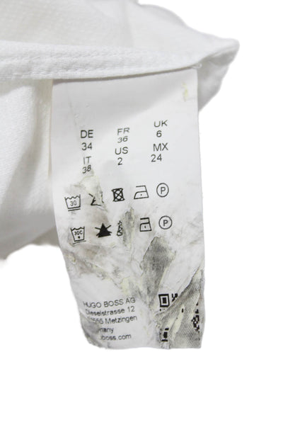 Boss Hugo Boss Womens Cotton Collared Long Sleeve Buttoned Blouse White Size 2