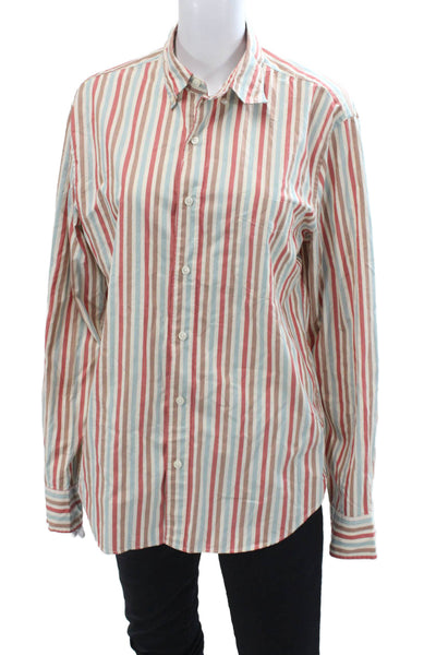 J Crew Womens Striped Long Sleeve Collared Buttoned Blouse Multicolor Size M