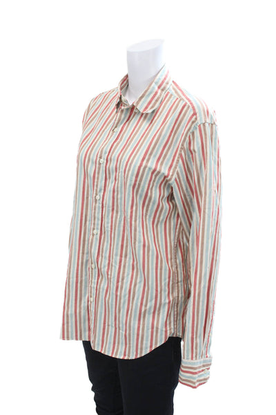 J Crew Womens Striped Long Sleeve Collared Buttoned Blouse Multicolor Size M