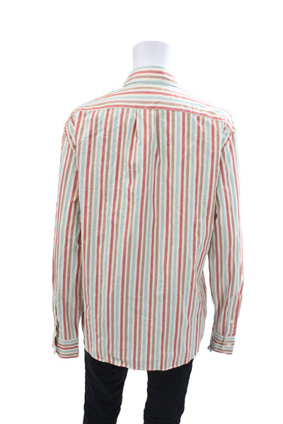 J Crew Womens Striped Long Sleeve Collared Buttoned Blouse Multicolor Size M