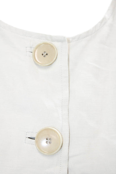 Jigsaw Womens Long Sleeve Buttoned Gathered Hem Detail Blouse Beige Size 12