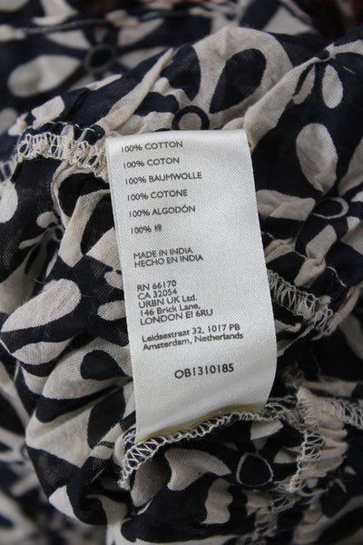 Free People Womens Cotton Ruffled Trim Peasant Sleeve Blouse Multicolor Size M