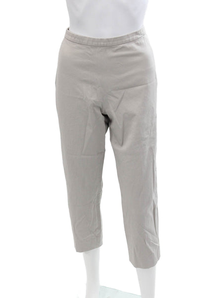 Elie Tahari Womens Cotton Side Zippered Tapered Leg Pants Light Gray Size 10