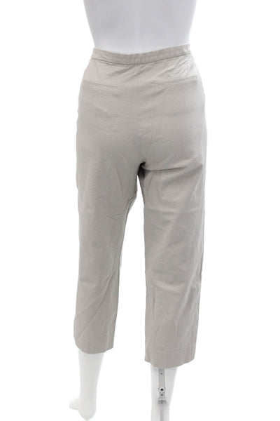 Elie Tahari Womens Cotton Side Zippered Tapered Leg Pants Light Gray Size 10