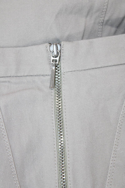 Elie Tahari Womens Cotton Side Zippered Tapered Leg Pants Light Gray Size 10