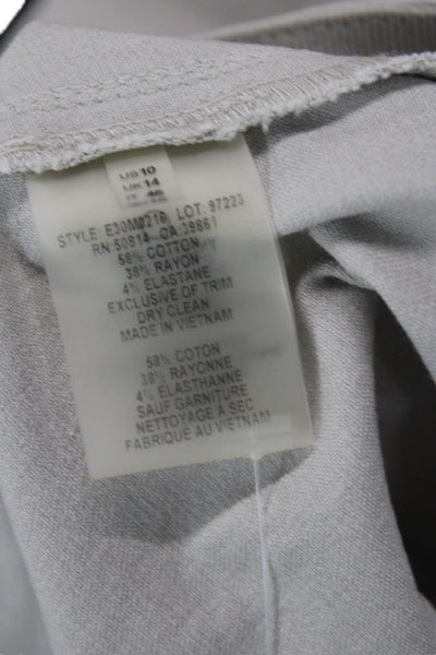 Elie Tahari Womens Cotton Side Zippered Tapered Leg Pants Light Gray Size 10