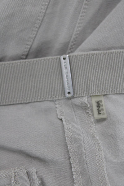 Elie Tahari Womens Cotton Side Zippered Tapered Leg Pants Light Gray Size 10