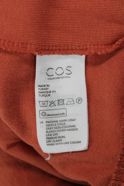 COS Womens Cotton Crew Neck Short Sleeve Casual Tiered Dress Orange Size S