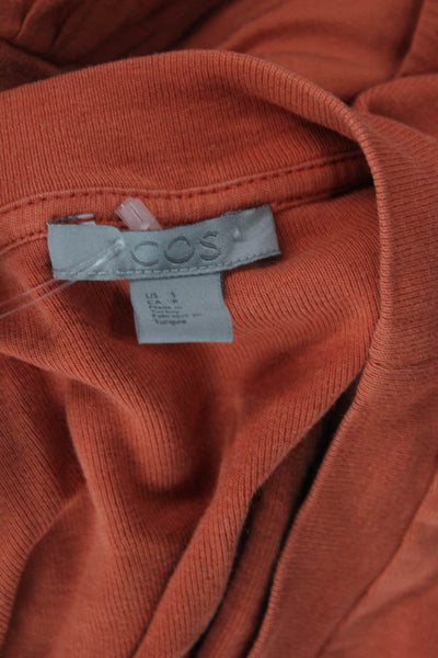 COS Womens Cotton Crew Neck Short Sleeve Casual Tiered Dress Orange Size S