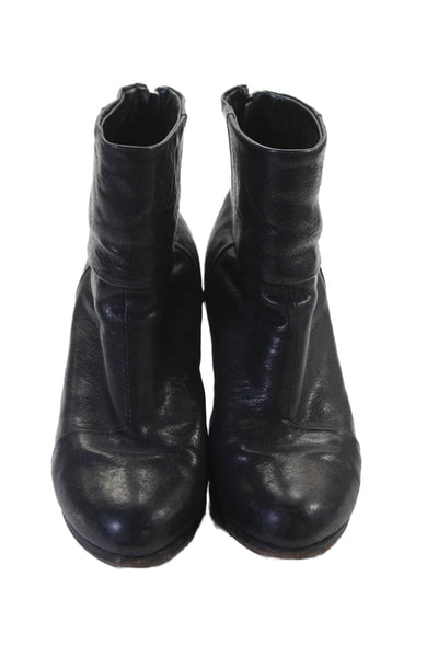 Rag & Bone Womens Leather Almond Toe Block Heel Ankle Boots Black Size 7