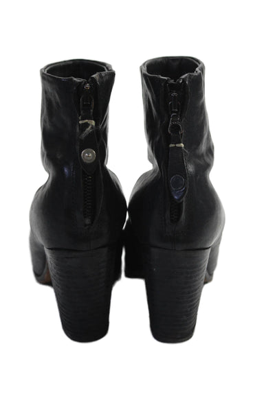 Rag & Bone Womens Leather Almond Toe Block Heel Ankle Boots Black Size 7