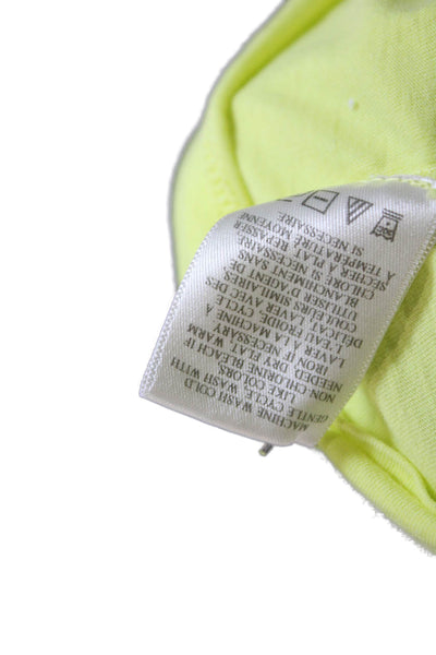 ALC Womens Cotton Short Sleeve Cropped Tie Waist T Shirt Neon Green Size S