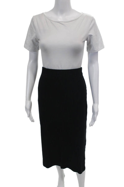 Rails Womens Ribbed Elastic Waist Slit Midi Skirt Black Size XS