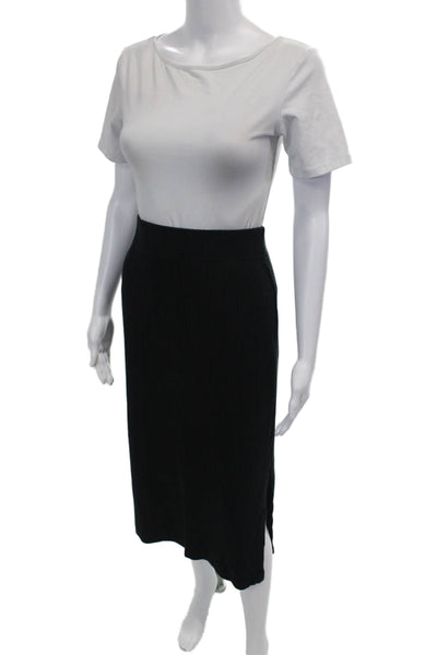 Rails Womens Ribbed Elastic Waist Slit Midi Skirt Black Size XS