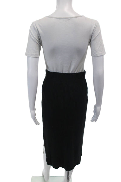 Rails Womens Ribbed Elastic Waist Slit Midi Skirt Black Size XS