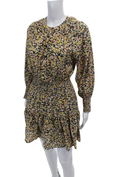 Apiece Apart Womens Floral Long Sleeve Cinched Mini Dress Multi Size XS