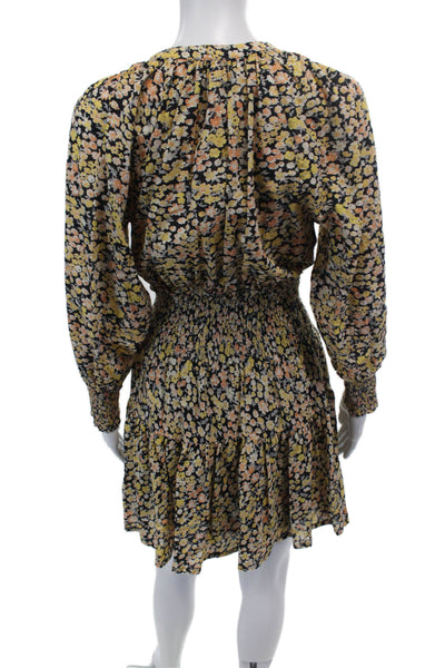 Apiece Apart Womens Floral Long Sleeve Cinched Mini Dress Multi Size XS