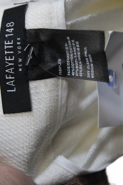 Lafayette 148 New York Womens Cotton Flat Front Straight Leg Pants White Size 36