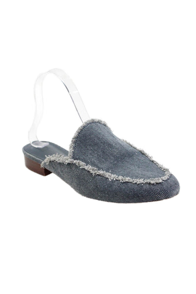 Joie Womens Round Toe Open Back Slip On Mules Flats Blue Size 38.5 8.5