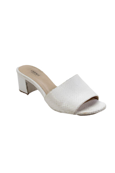 L'Agence Womens Leather Animal Print Open Toe Block Heel Mules White Size 7.5