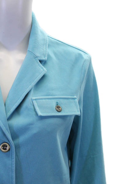 Renuar Womens Aquama Long Sleeve V-Neck Button Down Blazer Blue Size XL