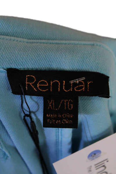Renuar Womens Aquama Long Sleeve V-Neck Button Down Blazer Blue Size XL