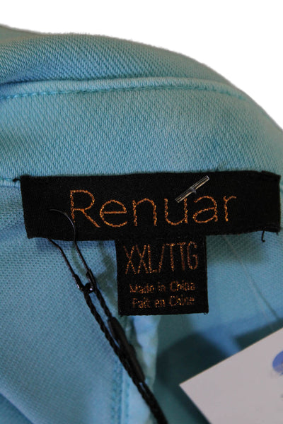 Renuar Womens Aquama Long Sleeve V-Neck Button Down Blazer Blue Size 2X