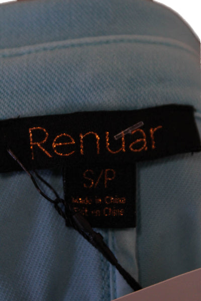 Renuar Womens Aquama Long Sleeve V-Neck Button Down Blazer Blue Size S