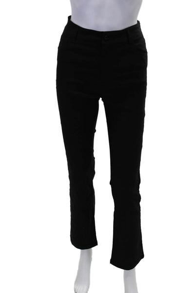 Renuar Womens Straight Leg Mid Rise Zip Fly Skinny Pants Black Size 2